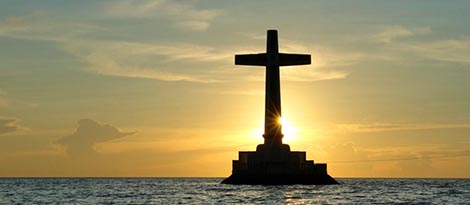The cross amidst the Sea symbolizes Christian faith and Bible-Based Life Lessons.